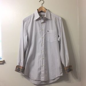 White Striped Burberry Brit Dress Shirt Size Small